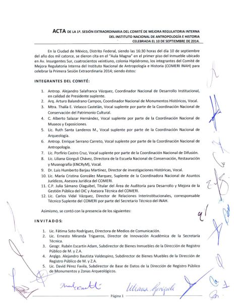 COMERI-INAH-01/EXT-2014