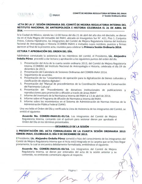 COMERI-INAH-01/ORD-2016