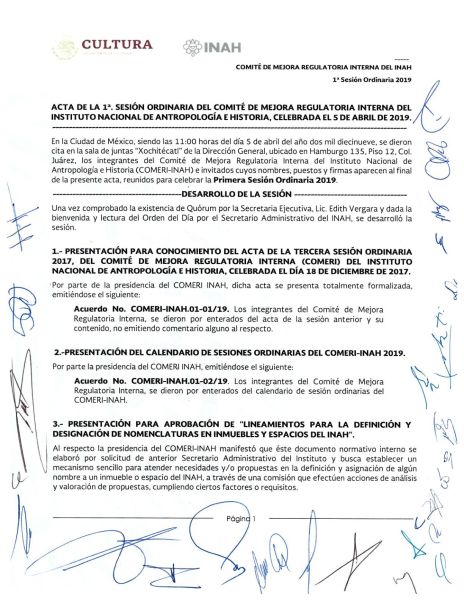 COMERI-INAH-01/ORD-2019