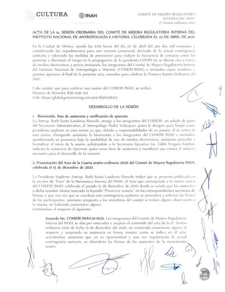 COMERI-INAH-01/ORD-2021