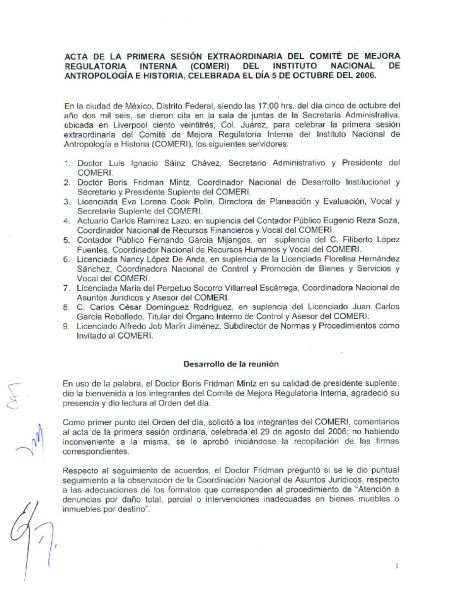 COMERI-INAH-01/EXT-2006