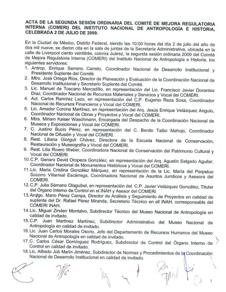 COMERI-INAH-03/ORD-2009