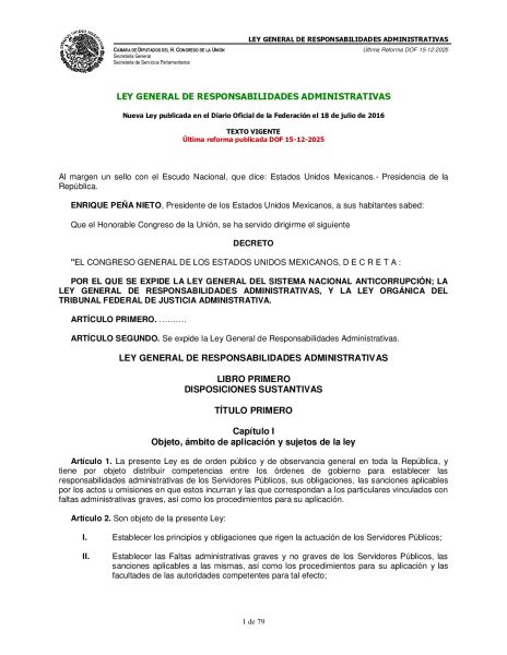 Ley General de Responsabilidades Administrativas 2025